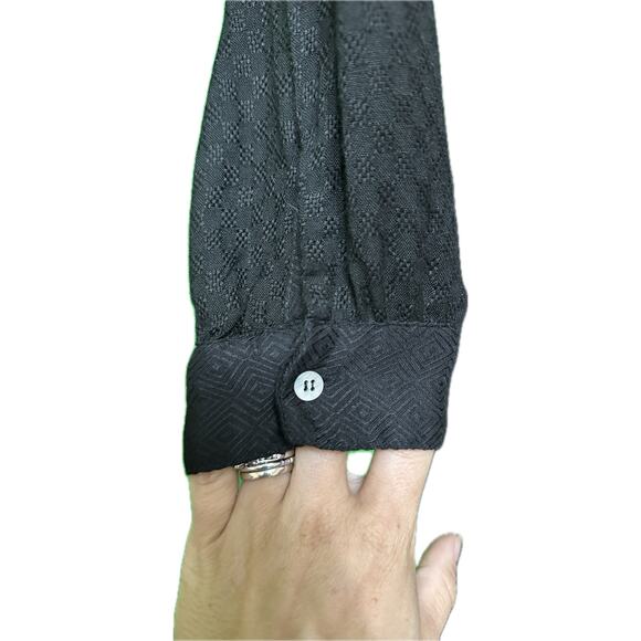 Flannel Black Long Sleeve Jumpsuit with Smocked Waist - Size 1 Small NWT - Picture 3 of 14